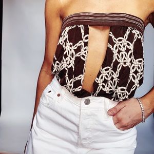 Strapless Open Front Printed Top